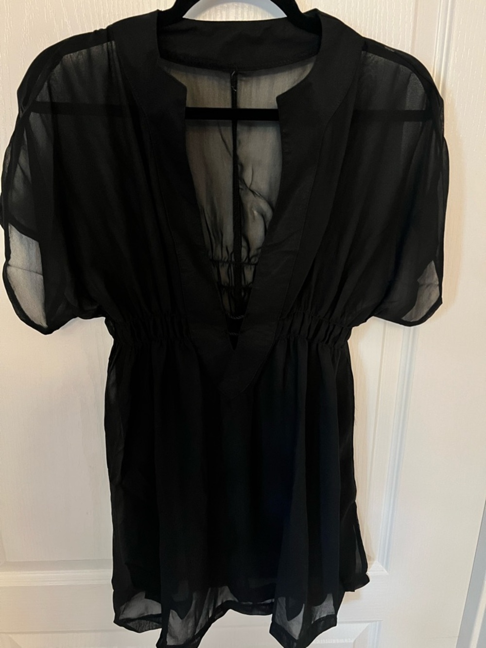 Sheer Black V-Neck Swim Cover Up